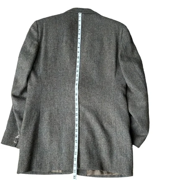 Vintage By Haggar Mens Brown Herringbone Wool Tweed Two Button Sport Coat Sz.42L
